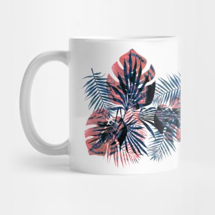 Orange blue watercolor jungle leaves Mug